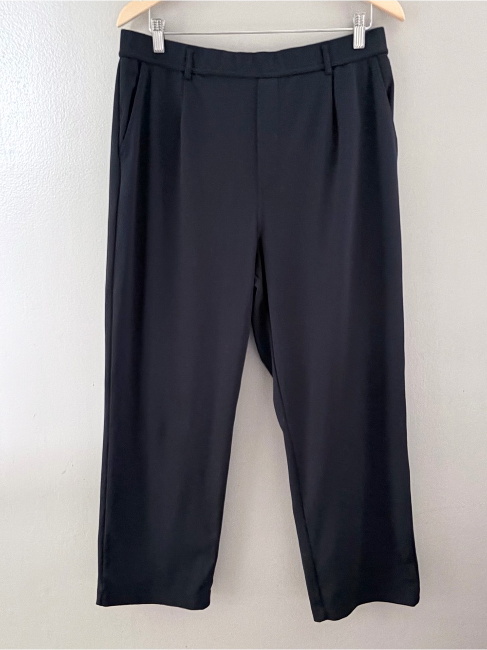 Halara Flex High Waisted Pleated Side Pocket Tapered Work Pants Black Large